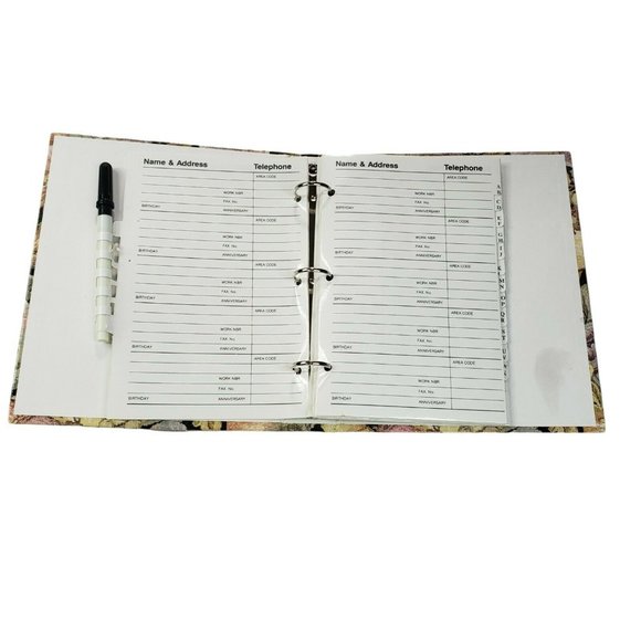 Vintage floral Address Book 3 Ring Binder Dry erase Retro with Dry-Erase Pages - Picture 5 of 8